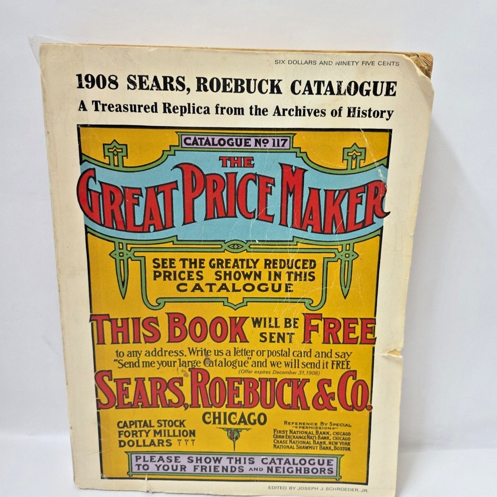 Vintage 1960's Replica Of 1908 Edition Sears Roebuck Catalog Paperback